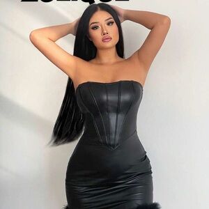SHEIN Black Strapless Midi Dress
